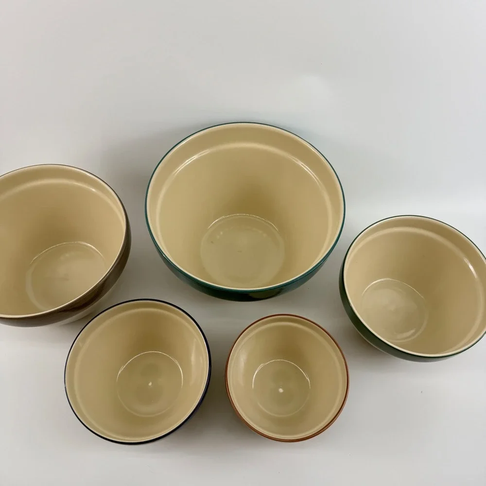 Over and Back Bistro Nesting Mixing Bowl Set‎ 5 Portugal Stoneware Color Band
